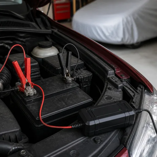 Image générée par intelligence artificielle Voiture d'occasion peu utilisée : immobilisation & hivernage — illustration générée par IA